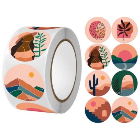 Sticker Paper "Abstraction. Nature" d = 2.5 cm 500 pcs in a roll 3x6.5x6.5 cm