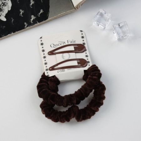 Hair set "Gloria Tenderness" (2 gum 5.5 cm, 2 invisibility 5 cm) brown