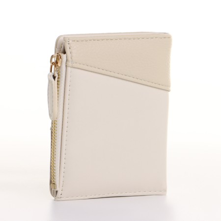 Women's wallet on the button, beige color-1
