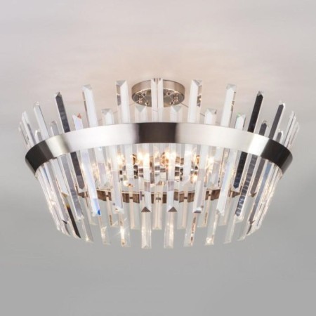 STECCATO chandelier, 8x60W E14, Nickel color