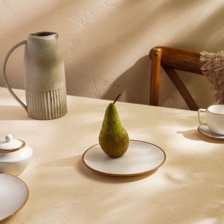 Dining porcelain SL Home "Wave in Stone", D = 20.5 cm, white color-4