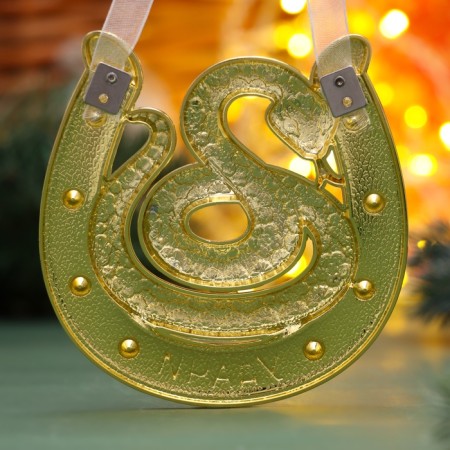 New Year. Souvenir-sloping "Snake of good luck", green, enamel, rhinestones-1