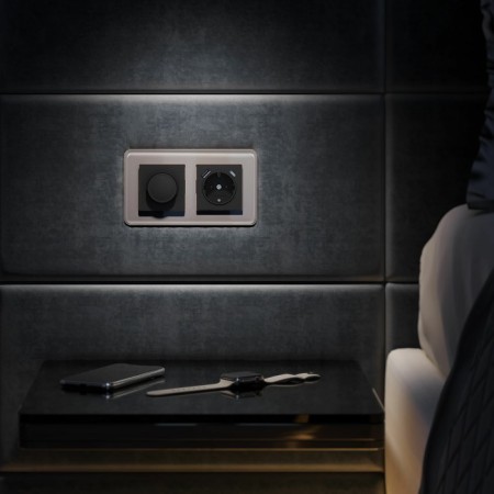 The socket w1171708 with grounding, curtains and USB, type A+C, black-1