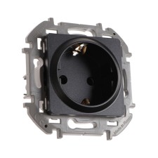 Розетка Legrand INSPIRIA, 2К+З, со шторками, 16 А, 250 В, Антрацит