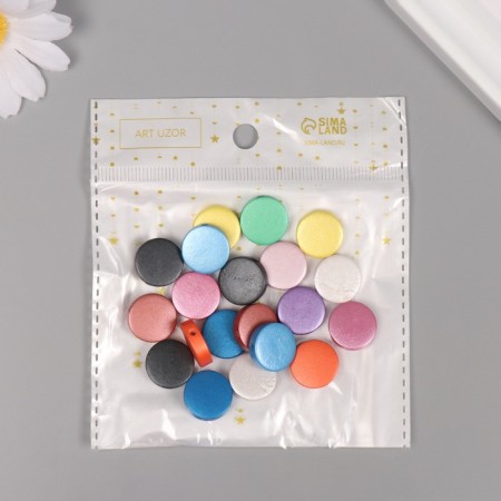 Beads for creativity wood "Plaint metallic" set 20 pcs 1.5x1.5x0.5 cm-3