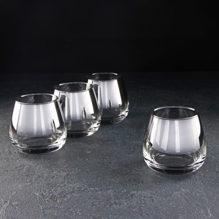 Set of low glass glasses "Silver Smoke", 300 ml, 4 pcs