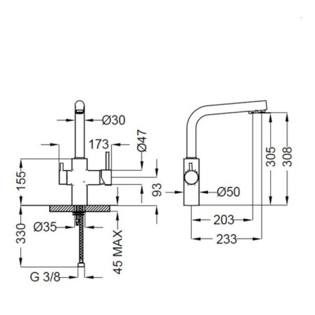 Zipponi kitchen mixer, with output for a drinking filter, color chromium-1
