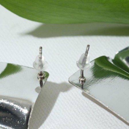 Earrings Metal "atmosphere" rhombus, silver color-2