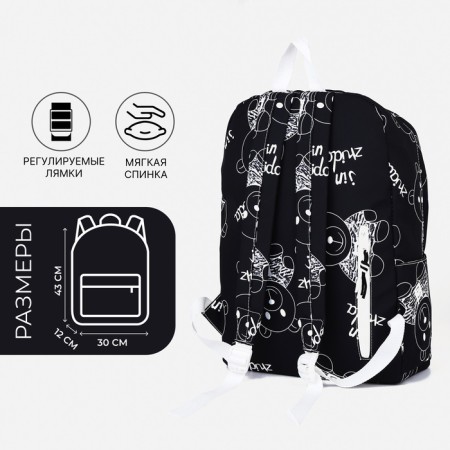 Youth backpack on lightning from textiles, 4 pockets, black color-1