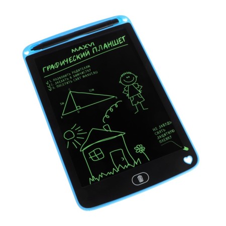 Graphic tablet for drawing and notes LCD Maxvi MGT-01, 8.5 ”, angle 160 °, CR2016, blue-1