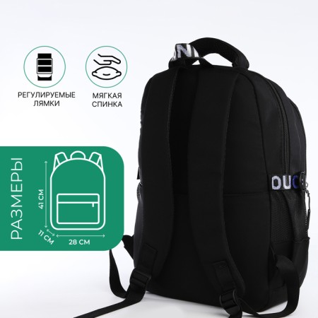 School backpack on lightning, 5 pockets, black color-1
