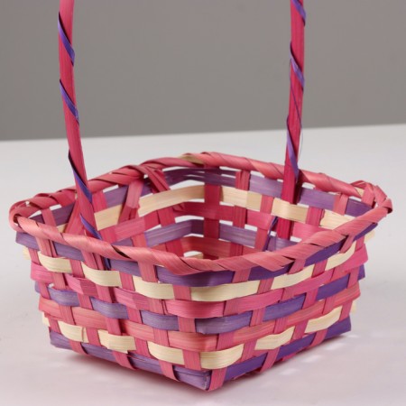 Wicker basket, 20 x 20 x 10/33 cm, purple, bamboo-6