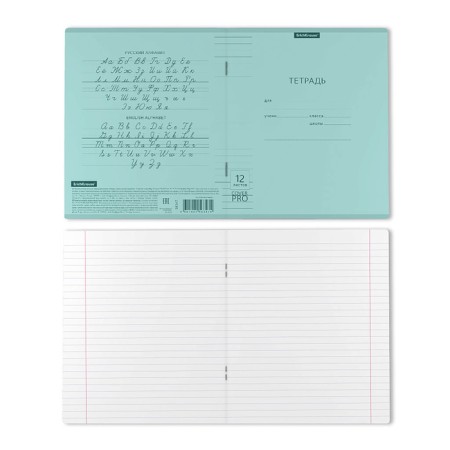 Notebook of 12 sheets in the Erichkrause line "Coverprio Pastel classic", plastic cover, offset block 100% whiteness, mint-6