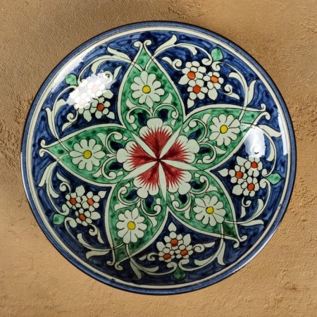 Plate of the Rishtan ceramics "Flowers", blue, deep, 20 cm mix-6