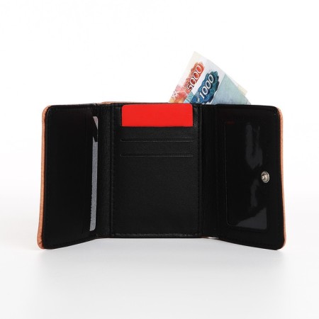 Women's wallet on the button, beige color-5