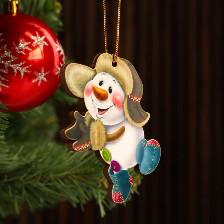 Toy on the Christmas tree "Character" Snowman Funny, 9.5x7cm-1