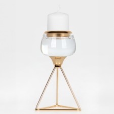 Summary metal, glass per 1 candle “Exclamation” Color Gold 9.5 x 9.5 x 17 cm