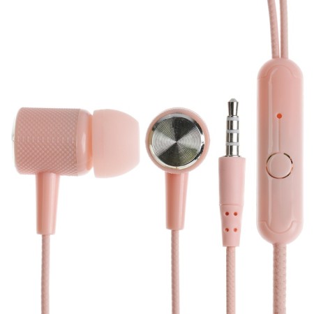 Headphones CB-51, wired, vacuum, microphone, 1 m, jack 3.5 mm, pink
