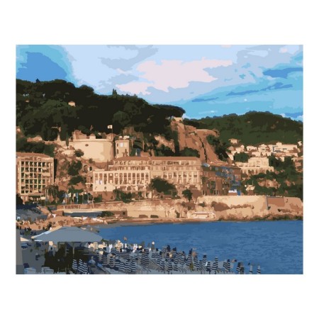 Picture on numbers on cardboard 40 × 50 cm "Morning in Monaco"