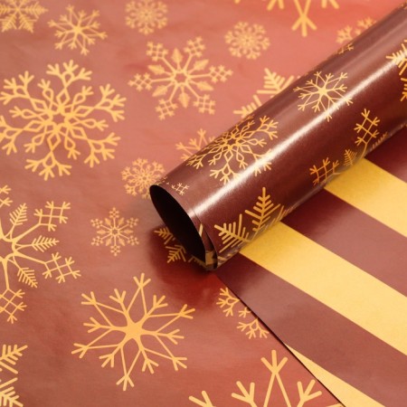 Glossy packaging paper "Red snowflakes", bilateral, 70 x 100 cm-1