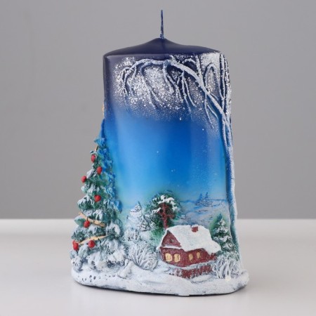 Candle - cylinder "winter", 8x11.5x15 cm-2