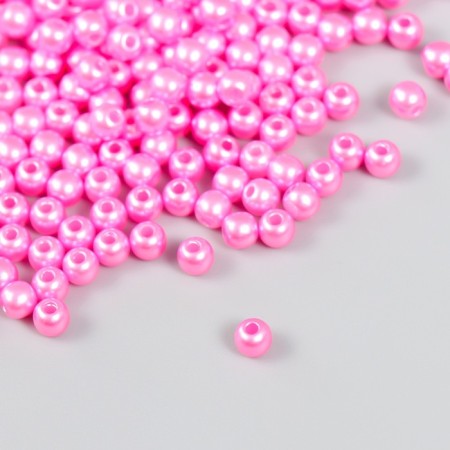 Set of beads "needlework" plastic, diameter 5 mm, 25 g, bright pink