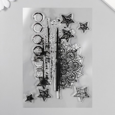 Stamp for creativity Silicon "Flowers and Stars" 11x16cm