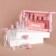 Storage set, in a case, 9 objects, transparent/pink color
