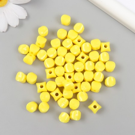 Beads for creativity plastic "Cube with flattened edges" yellow set 30 g d = 0.8 cm-1