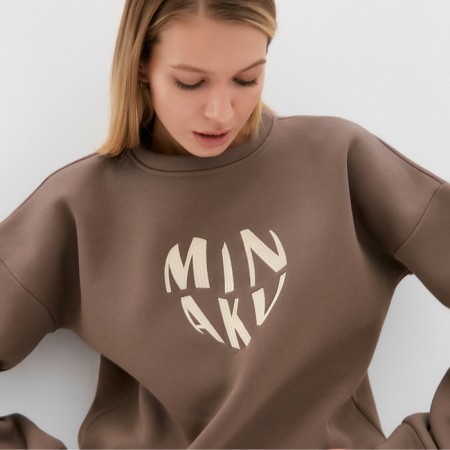 Female sweatshirt Minaku: Velvet Collection Brown color, size 42-1