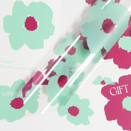 Flower film glossy, "watercolor flowers", 58x58cm, tiffany