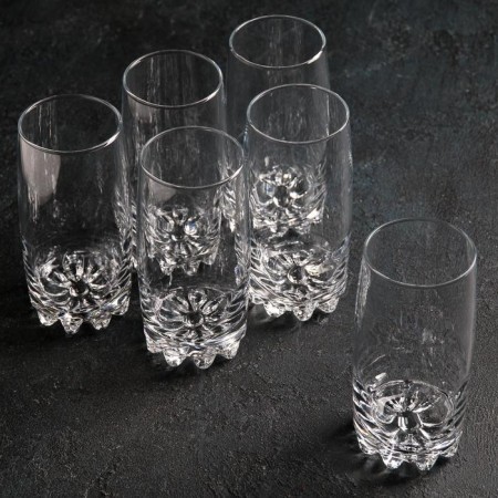 Set of glass glasses for the Sylvana cocktail, 385 ml, 6 pcs