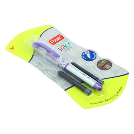 Fright pen Flair Inky + 2 pieces of spare cartridges, mix, in a blister-5