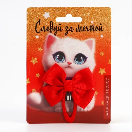 Hair clip with a bow "Follow the dream", 1 x 2.5 x 6.5 cm-1