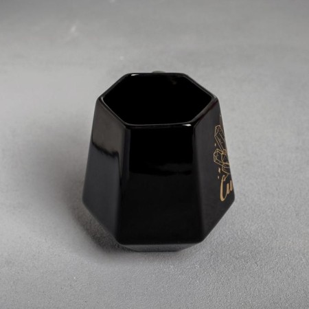 Ceramic geometry mug "Shiii", black, 300 ml, black color-1