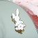 Broach "Bunny" Flower tail, white-pink color in gold