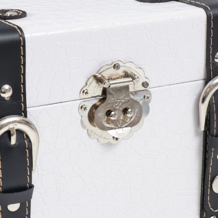 Casket wood to the leatherette "chest with belts" white 19x21x35 cm-1