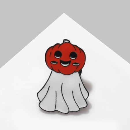 The icon "Ghost" pumpkin, white-orange color in ferrous metal-1