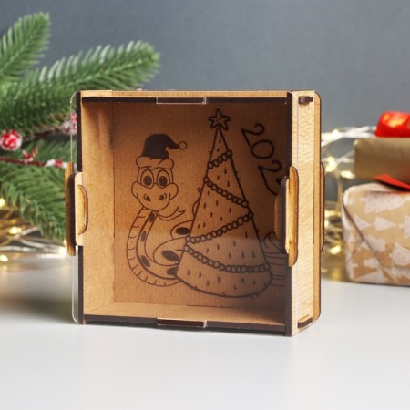 New Year's piggy bank with acrylic "Snake. Holiday" 12x12x4 cm-2