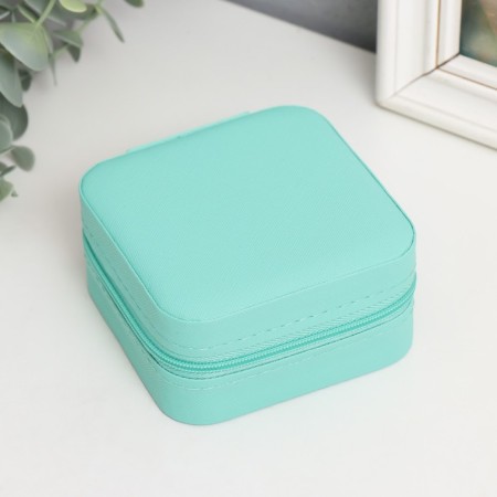 Casket to the leatherette for jewelry "Elegy. Square" turquoise 5x10x10 cm