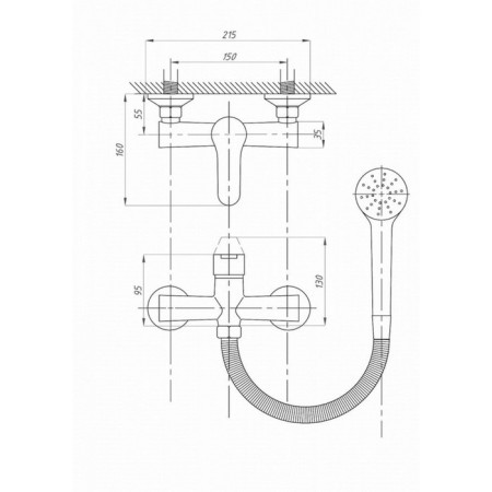 Shower mixer FAUZT FZS-241-B100, single-leaf, without spout, watering can, chrome-3