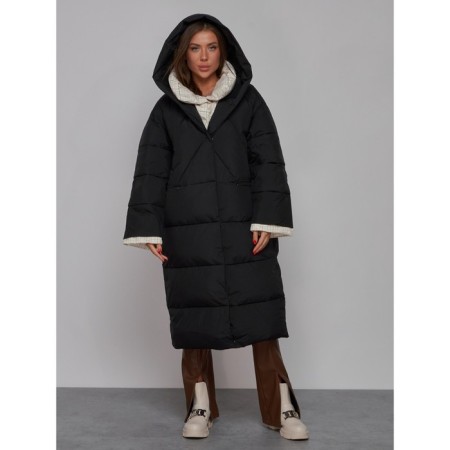 Coat insulated winter female, size 42, black color-4