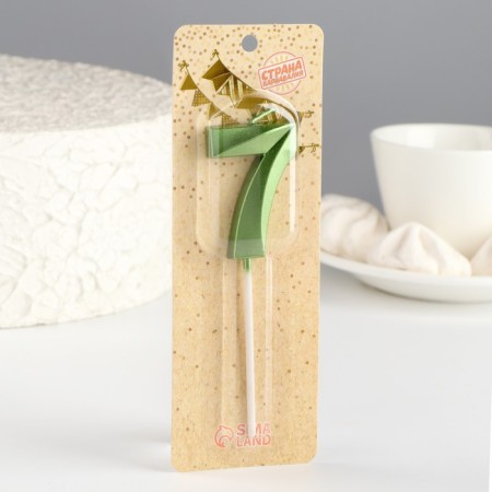 Candle in the cake on the skewer "Fine", the number "7", the emerald, 5 cm-4
