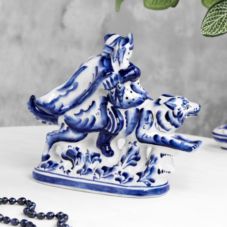 Souvenir "Ivan Tsarevich on the gray wolf" 25x10x20.5 cm, Gzhel-1