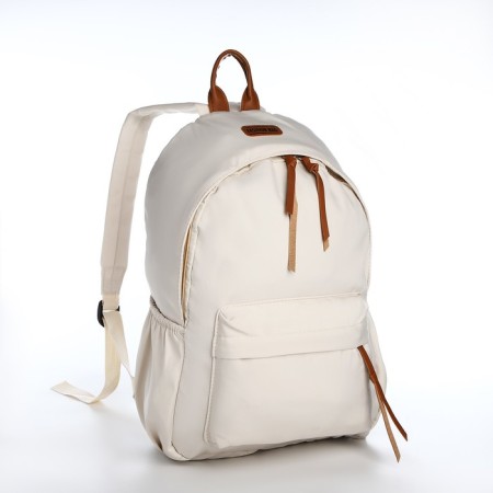 Young backpack from textiles with a zipper, 4 pockets, milk color-2