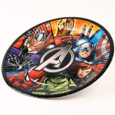 Paper plate "Happy Birthday!", 23 cm, Avengers-3