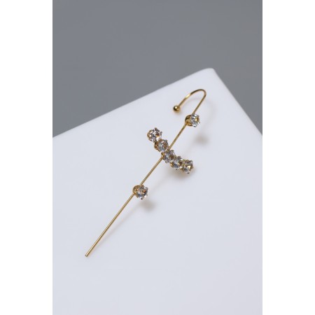 Earring "caffe" pin, rhinestones, white color in gold-3