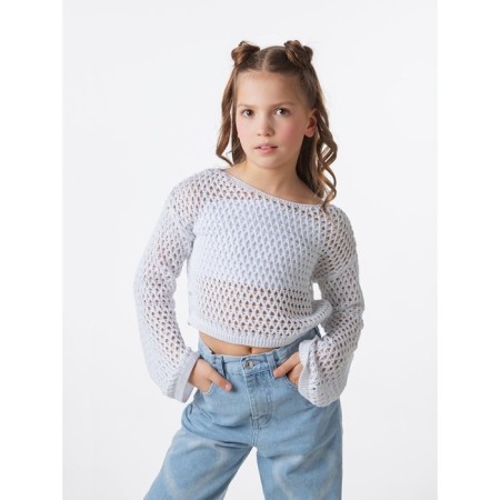 Sweater Children's Amarobaby Lattice, height 128 cm, white color-6