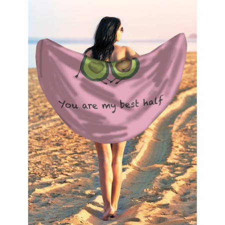 Pareo and beach rug "You are my best half", d = 150 cm
