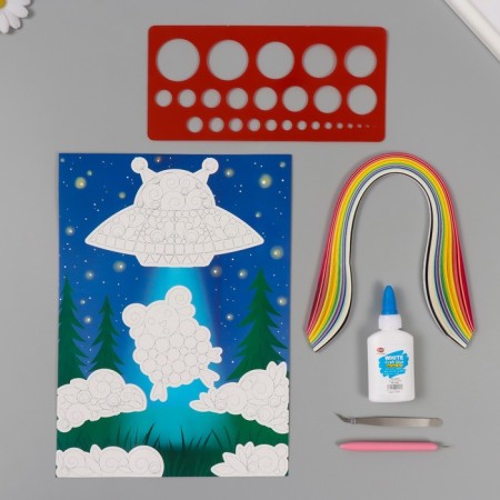 Quilling set of 170 strips with instruments "Alien plate and sheep" 25x33.7 cm 1050101-5